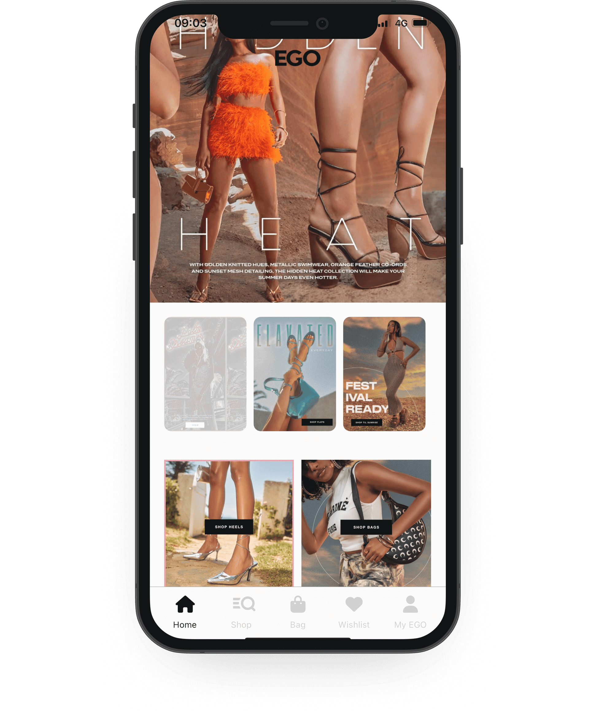 Design mockup of EGO app on mobile