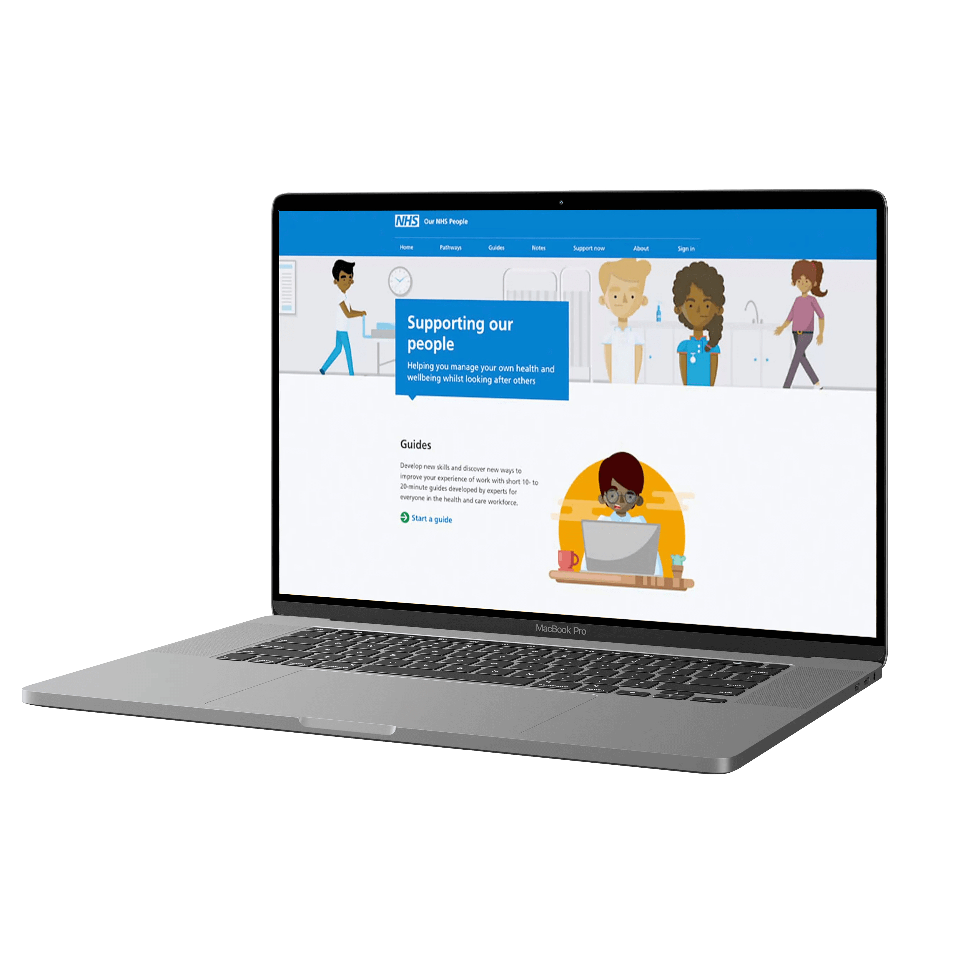 design mockup of NHS covid 19 app on laptop